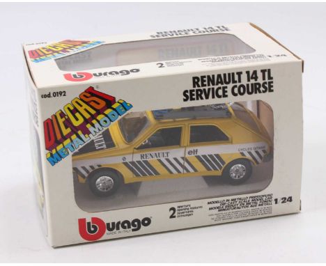 Burago 1/24th scale No.0192 diecast model of a Renault 14 TL Service Course Vehicle, housed in the original window box