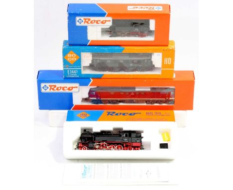 A Roco H0 scale Continental Outline diesel and steam locomotive group to include a BR93 2-8-2 tank loco, a E1445 electric loc