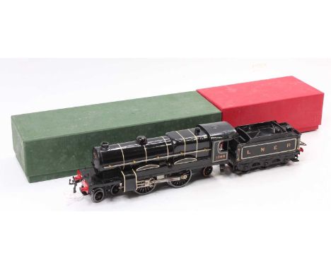 Hornby 3C 4-4-2 loco &amp; tender, clockwork. Black lined white. 1368 on cab sides. Bogie &amp; pony wheels are replacements.