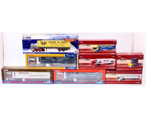 Corgi modern trucks to include Hauliers of Renown, Truckfest, and Roadscene 1/50th and 1/76th scale group of 8, specific exam