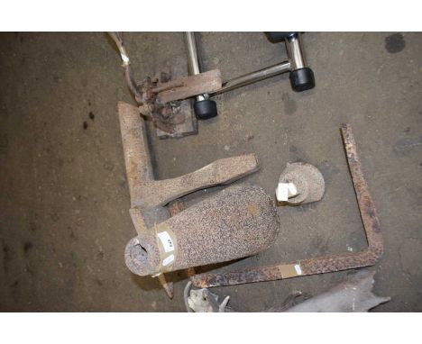 Mixed Lot: Vintage iron anvil, various other iron work - all items are Blacksmiths tools