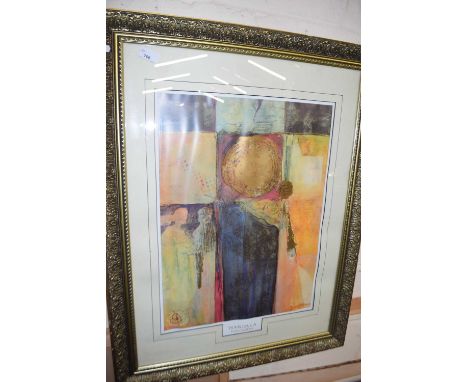 Joan Cawthorn, coloured print, gilt framed