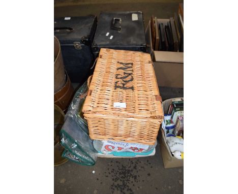 Fortnum &amp; Masons picnic hamper together with a box of various household sundries