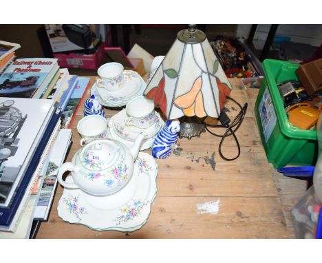 Mixed Lot: Tuscan tea wares, Tiffany style lamp and other items