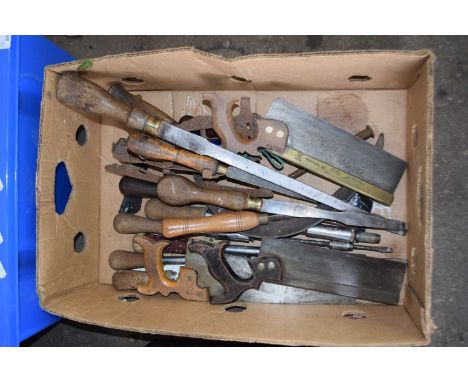 Box of various assorted wood working tools