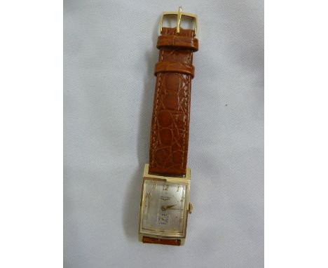 Longines 14ct Art Deco style wristwatch with subsidiary second dial and Arabic numerals