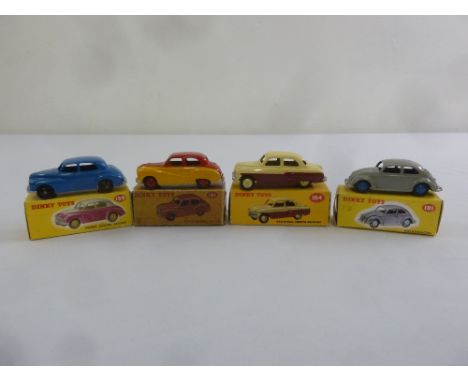 Four Dinky Toys, 159 Morris Oxford saloon, 161 Austin Somerset saloon, 164 Vauxhall Cresta saloon, 181 Volkswagen, all boxed