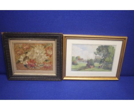 A FRAMED AND GLAZED PRINT TOGETHER WITH A FRAMED TAPESTRY 