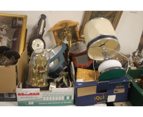 TWO TRAYS OF ASSORTED CLOCKS, A LAMP ETC (TRAYS NOT INCLUDED),br.