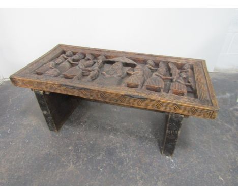 Vintage hand carved African tribal wooden coffee table 45cm x 122cm x 58cm