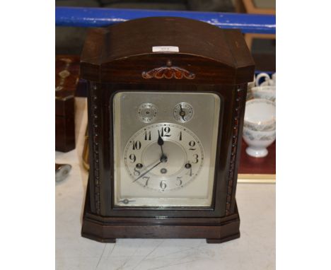 MAHOGANY CASED CHIMING BRACKET STYLE CLOCK     