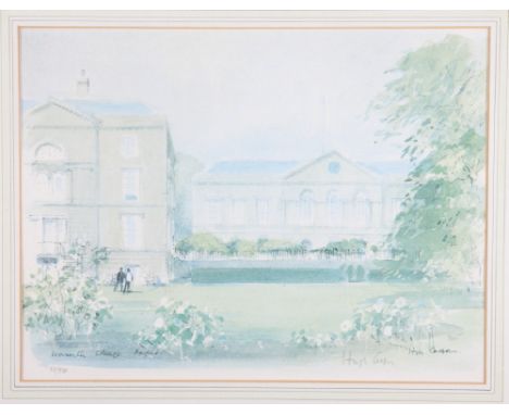 Hugh Casson: a signed limited edition colour print, view of Worcester College, Widdowson: two similar colour prints and two o