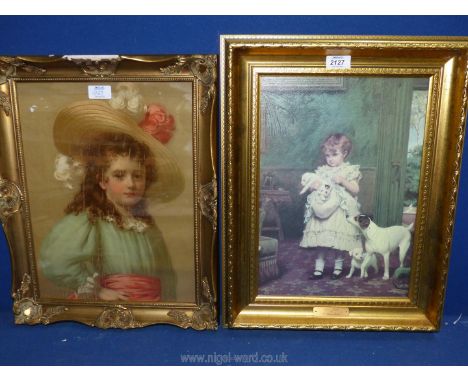 A gilt framed Print titled 'Precious Bundle' by C. Burton-Barker and a Pears style print of a young girl with hat.