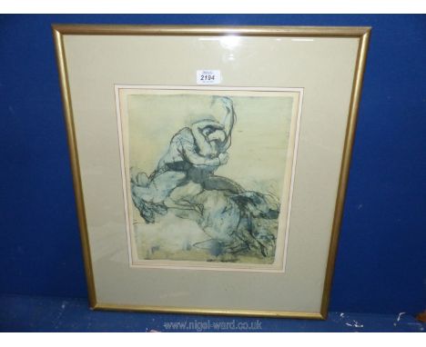 A framed and mounted Print of Centaurs with Rodin Sculpture and drawings, Hayward Gallery, label verso.