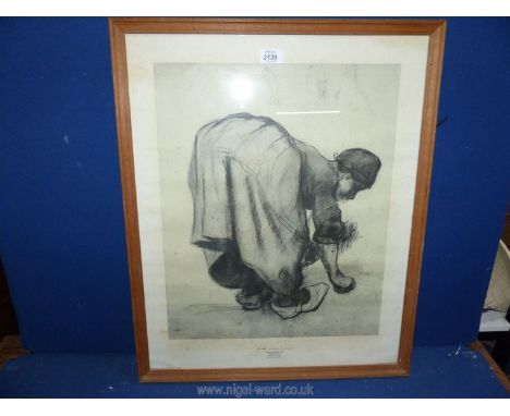 A framed Vincent Van Gough Print 'Woman gleaning' , 26" x 21".