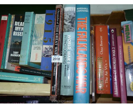 A quantity of war related books to include; For Valour The Air VC's, The Falklands War, The Navy List 1988, The Army List Par