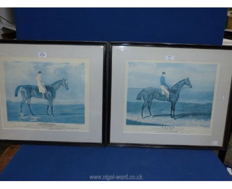 A large Print of the 1830 Epsom Derby Winner 'Priam' by J.F. Herring, along with a large print of the 1834 St. Leger Winner '