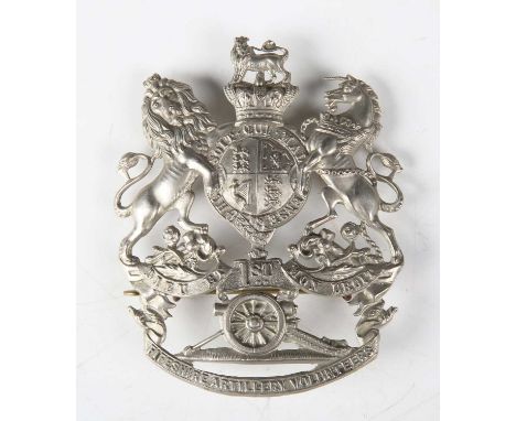A Victorian 1st Fifeshire Artillery Volunteers white metal helmet plate badge.