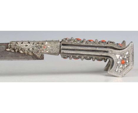 A fine 19th century Turkish Ottoman Empire yatagan with typical inward-swept single-edged fullered blade, blade length 60cm, 