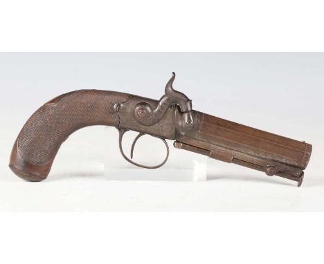 A fine early 19th century percussion belt or overcoat pistol by Wilkinson &amp; Son, London, with octagonal steel barrel, bar