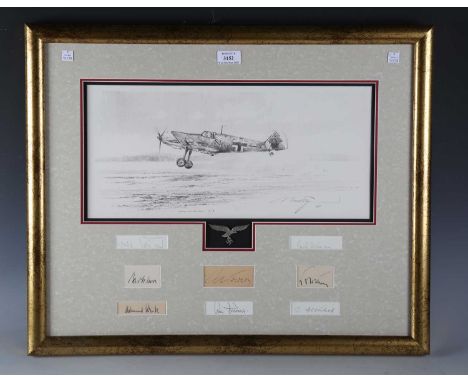After Robert Taylor - Messerschmitt Me 109 in flight just above the ground, monochrome print, limited edition The Knights Cro