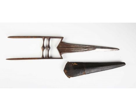A 19th century Indian katar or push-dagger with triangular-section armour-piercing blade, blade length 22cm, typical M-shaped