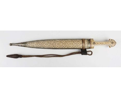 A fine mid to late 19th century kindjal or qama shortsword, probably from Georgia or surrounding Caucasus, with double-edged 