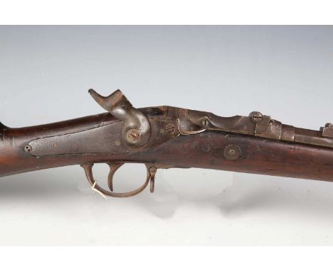 A scarce Albini-Braendlin model 1868 11mm Italian service rifle with round steel barrel, barrel length 95cm, adapted percussi
