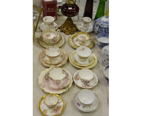 Teaware - a Dresden Deuche Blumen teacup and saucer, c.1900; a Paragon Valentine Rose teacup and saucer, others; Coalport; Li