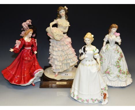 A Royal Doulton figure Patricia N3385; Worcester figure  Queen of Hearts; a Royal Doulton figure HN3662; an Italian figure, s