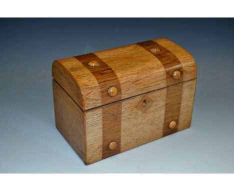 A Victorian domed tea caddy, in the form of a trunk, 17cm wide, c,1860 