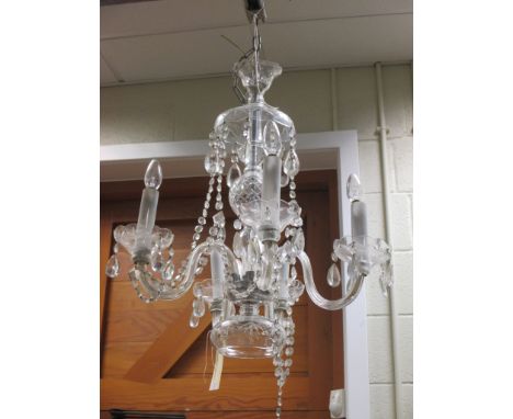 A cut glass five light chandelier,