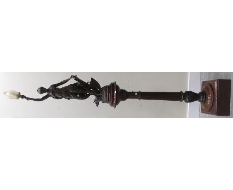 A mahogany torchère with spelter figural lamp 'La Paix'  
