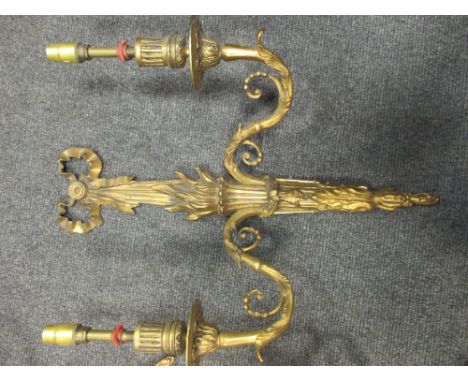 Five assorted brass and gilt brass wall light fittings (5)  