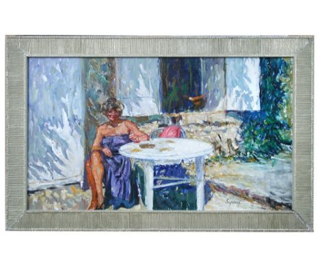 § Geoffrey Squire (British, 1923-2012) Summer afternoon signed lower right "Squire" oil on board 30 x 52cm (12 x 20in) Other 