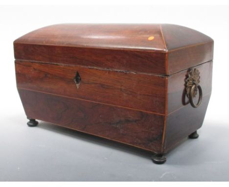 A Regency rosewood sarcophagus caddy with converted interior  