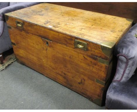 A brass bound camphor wood trunk, 57 x 107cm  