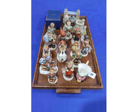 Collection of thirteen Hummel figures, Lilliput Lane Tower Bridge, Windsor Castle and Penrith Clock, Halcyon box, toby and tw