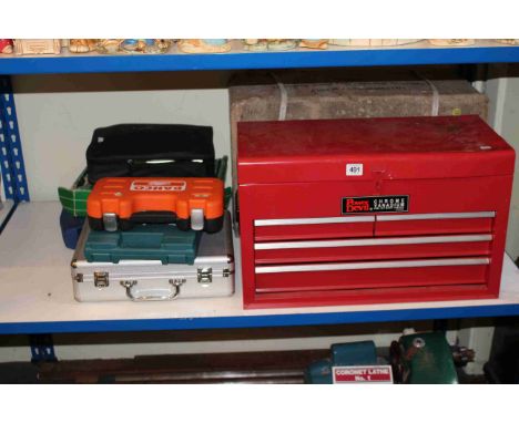 Power Devil socket set, electric winch, Draper socket set, drill bits and tools.