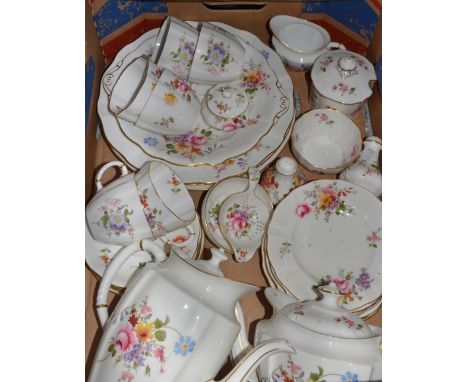 A Royal Crown Derby Posie tea/coffee service including tea pot, coffee pot, cups and saucers, side plates, bread and butter p