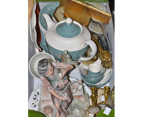 A Royal Doulton Cascade part tea service; a Carlton ware dish; a Capodimonte figure; dressing table sets; etc.