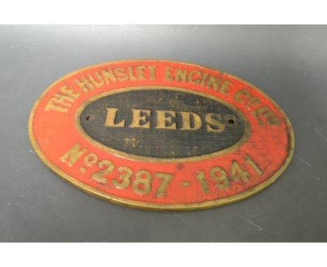 A railway plates - Leeds, 
the Hunslet Engine Co. Ltd, No. 2387 - 1914, 29cm 