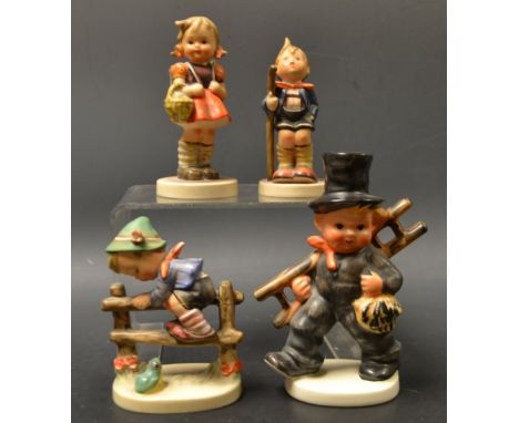 Goebel Hummel figures - little hiker, school girl, chimney sweep, etc (4)