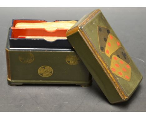 A Japanese lacquer playing card box