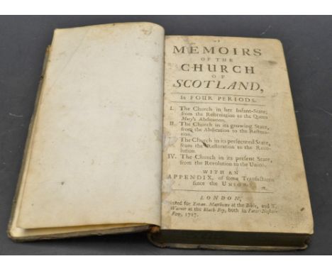 Anon [Daniel Defoe], Memoirs of the Church of Scotland, In Four Periods., Eman. Matthews, London 1717, first edition, 333pp +