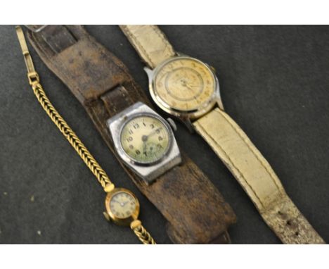 Watches - a Rone lady's 9ct gold cased wristwatch, cream dial, Arabic numerals, manual movement, herringbone link strap (12g 