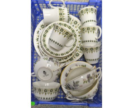 A Royal Grafton Valetta part tea service, comprising sandwich plate, cups and saucers, side plates, milk jug and slop bowl;  
