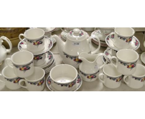 A Royal Doulton Autumn's Glory tea set, comprising teapot, milk jug, sugar bowl, side plates, cups and saucers 