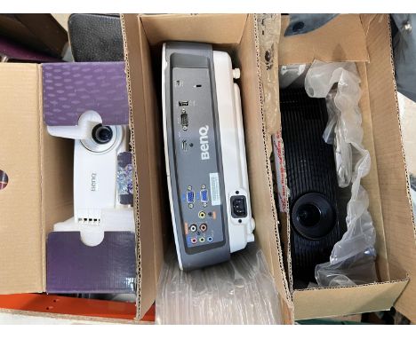 Two BenQ home digital projectors; an Optoma Digital Projector, boxed.