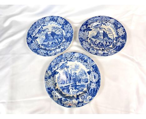 The Don Pottery:- two plates including "View in Alicata"; one Don Pottery mark and one impressed and a similar plate bearing 